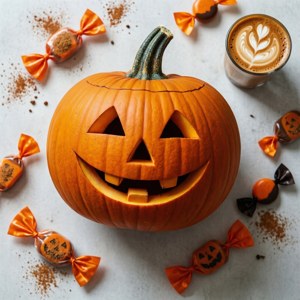 Spooky Pumpkin Candy Flat Lay