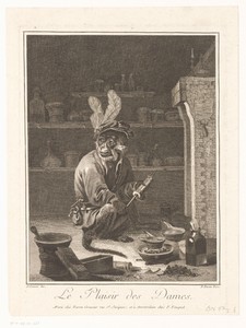 Spotprent van een apotheker als aap