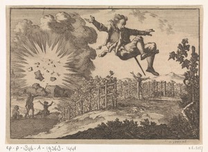 Springen van een mijn tijdens het beleg van Ober-Ehenheim (Obernai), 1636