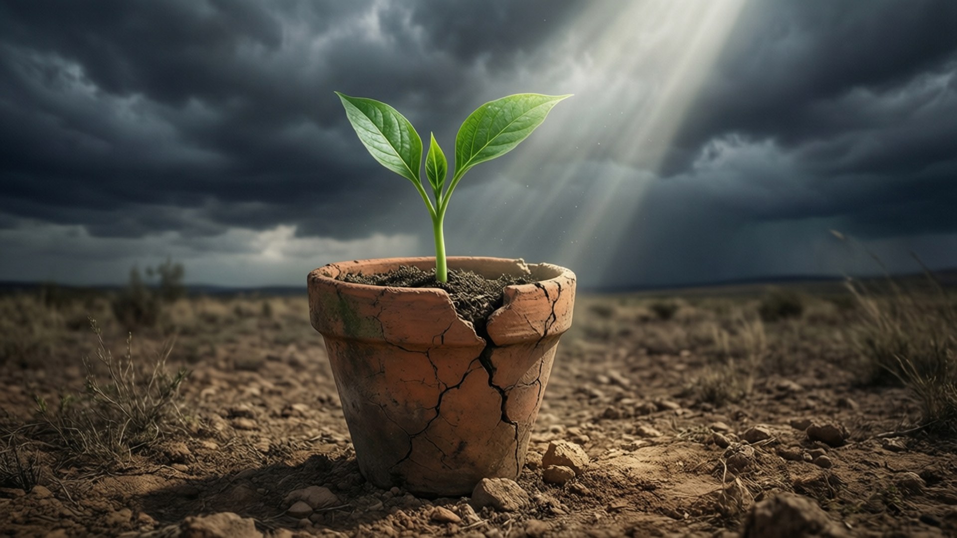 Sprout in Drought by Wallpapers.art Studio