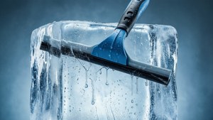 Squeegee in Ice Block