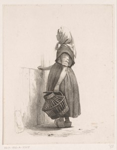 Staand meisje met pluimveemand