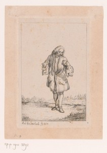 Staande heer in een landschap leest een klein boek