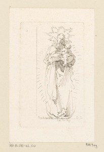 Staande Maria met Christuskind op een halve maan
