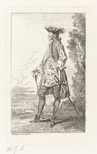 Staande offcier gekleed volgens de mode ca. 1710