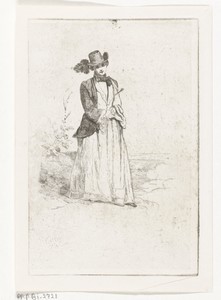 Staande vrouw met rijzweep