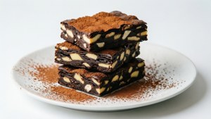 Stacked Nanaimo Bars on Plate