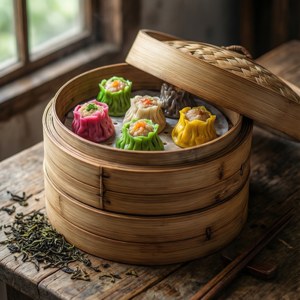 Stacked Steamers Flat Lay