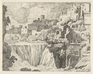 Stad met waterval