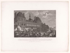 Stadhuis van Parijs omgeven door troepen