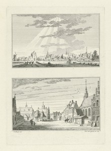 Stadsgezicht en het marktplein te Zevenaar, 1745
