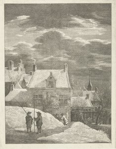 Stadsgezicht in de sneeuw