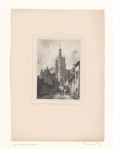 Stadsgezicht met kerk