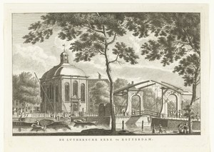 Stadsgezicht met Lutherse Kerk te Rotterdam