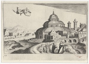 Stadsgezicht met Mercurius