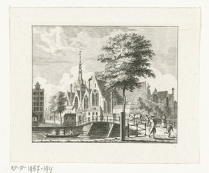Stadsgezicht met Oude Kerk te Amsterdam
