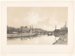 Stadsgezicht met rivier