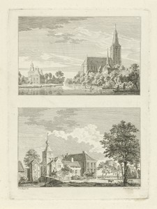 Stadsgezicht te Weeze en de Huizen Hartefeld en Kalbeek, 1743