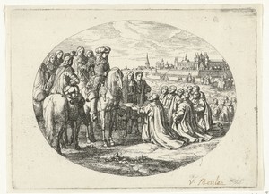 Stadssleutels worden aangeboden aan Lodewijk XIV, koning van Frankrijk