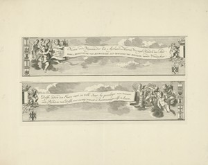 Stadswapen van Delft, geflankeerd door putti