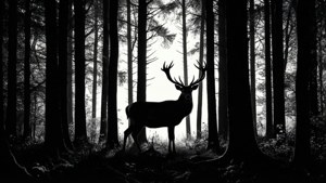 Stag in Forest Negative
