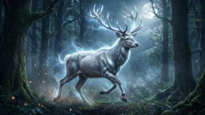 Stag in Moonlit Forest
