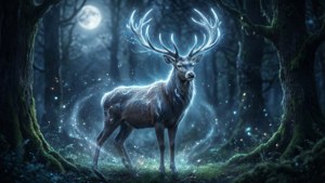 Stag in Moonlit Forest