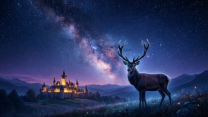 Stag Under Starry Sky