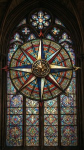 Stained Glass Compass Rose