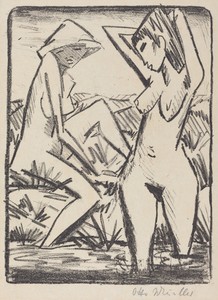 Standing Girl on Water and the Other Sitting on the Shore