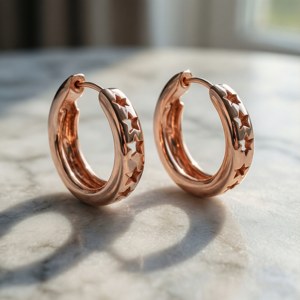 Star Cutout Rose Gold Hoops