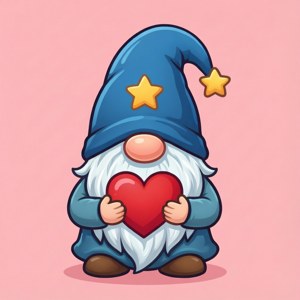 Star Hat Gnome with Heart