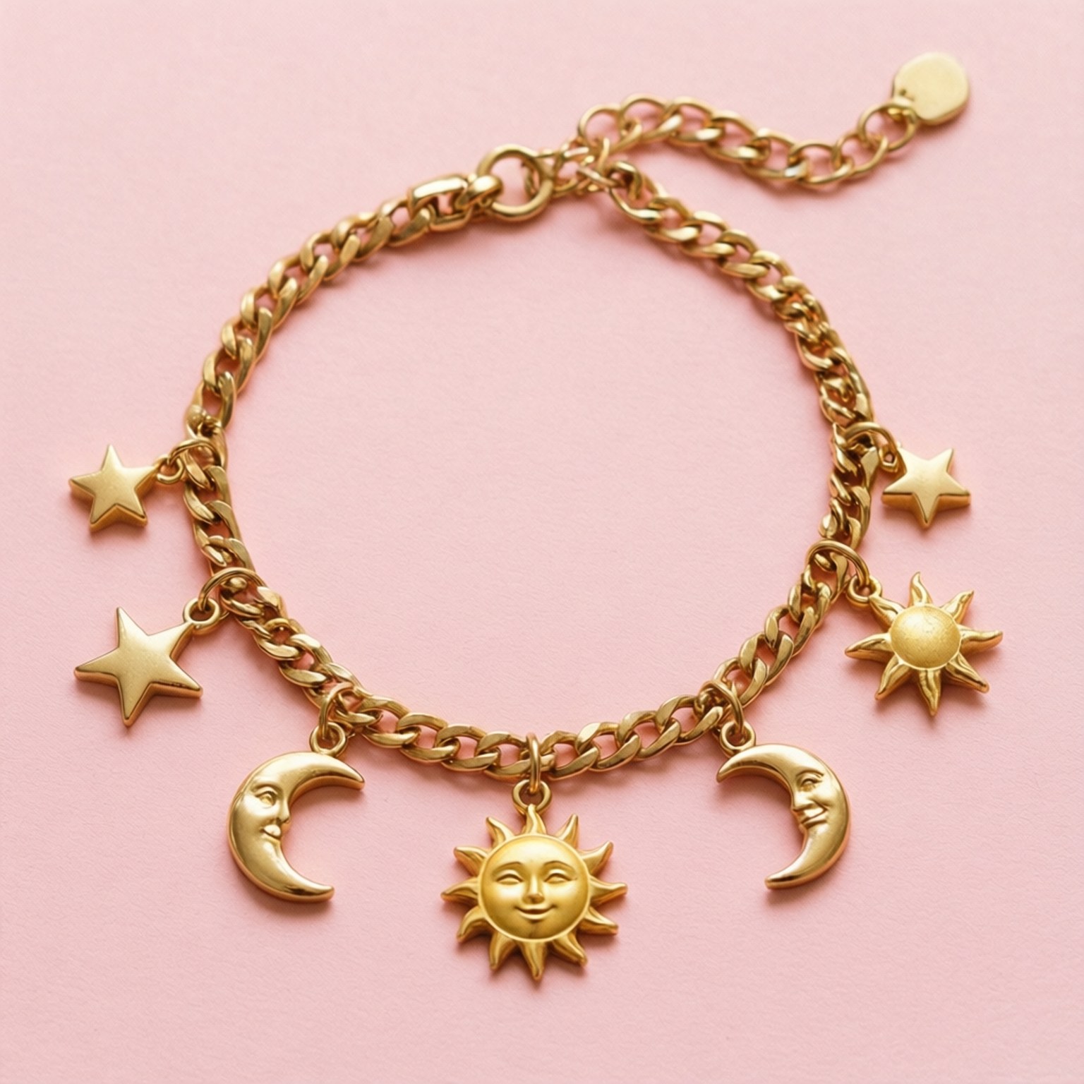 Star Moon Sun Charm Bracelet by Wallpapers.art Studio
