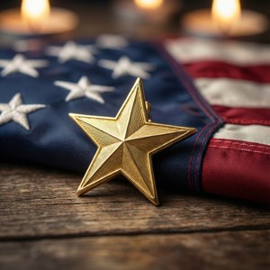 Star Pin on Flag