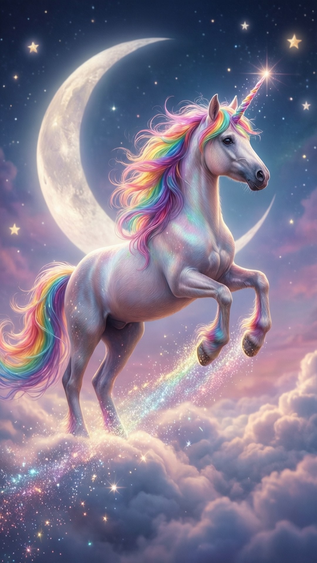 Stardust Unicorn on Cloud by Wallpapers.art Studio