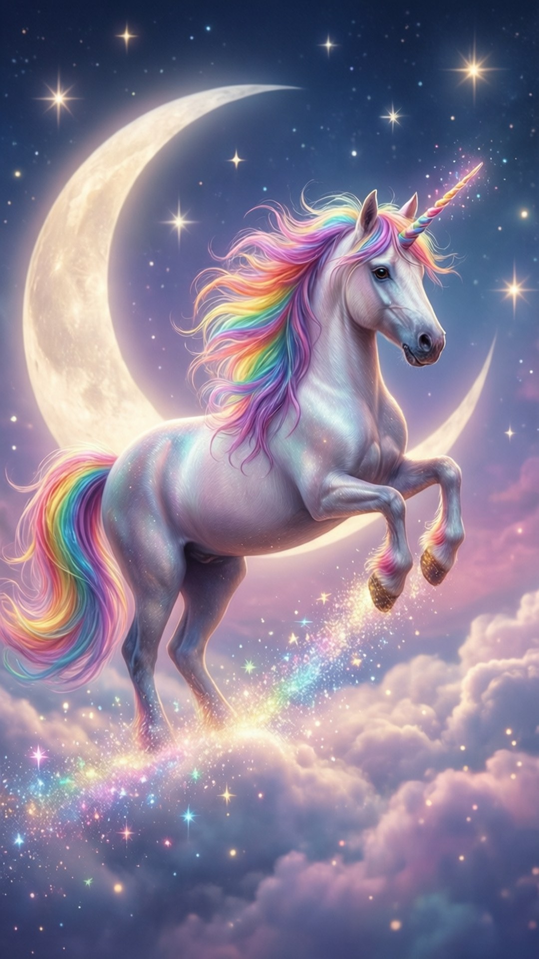 Stardust Unicorn on Cloud by Wallpapers.art Studio