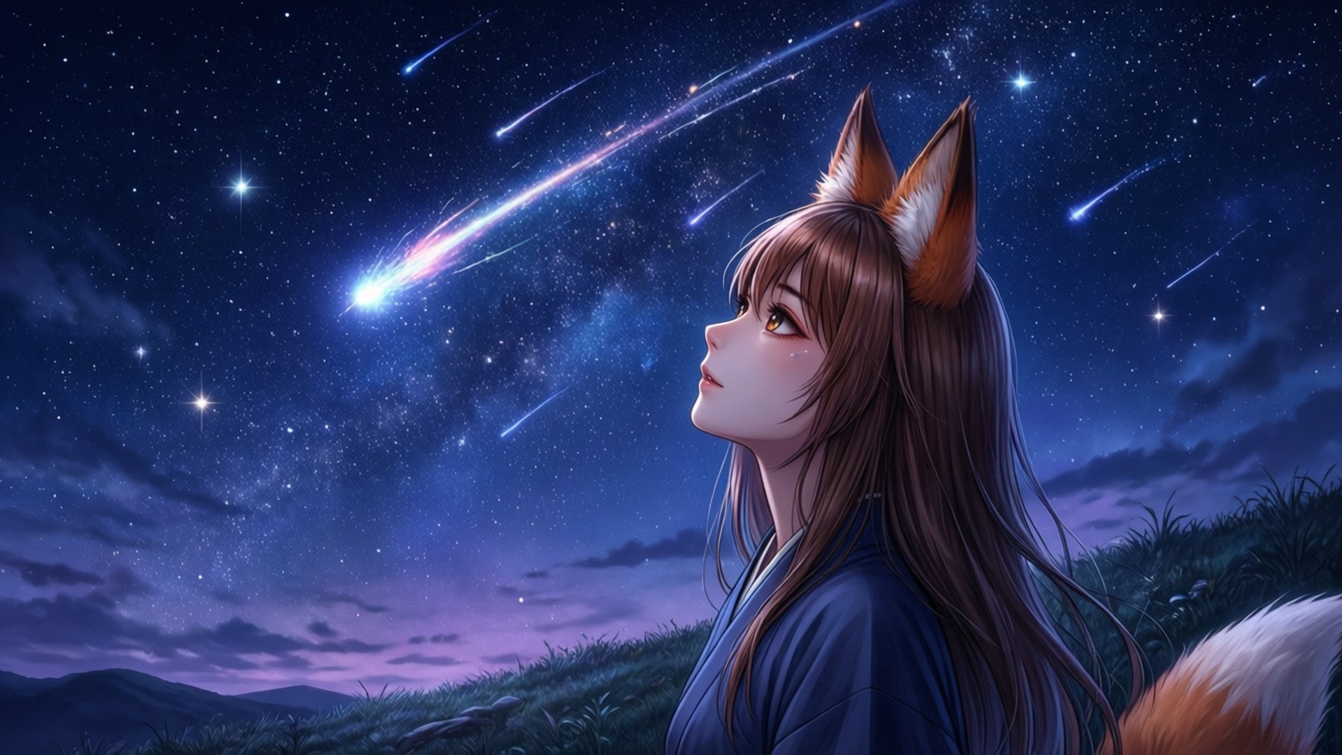Stargazing Fox Deity by Wallpapers.art Studio