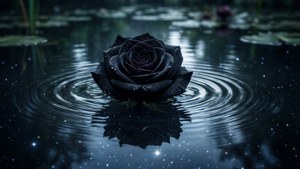 Starlit Floating Black Rose