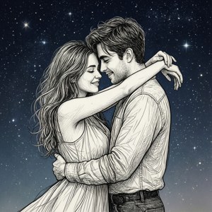Starry Embrace Line Art
