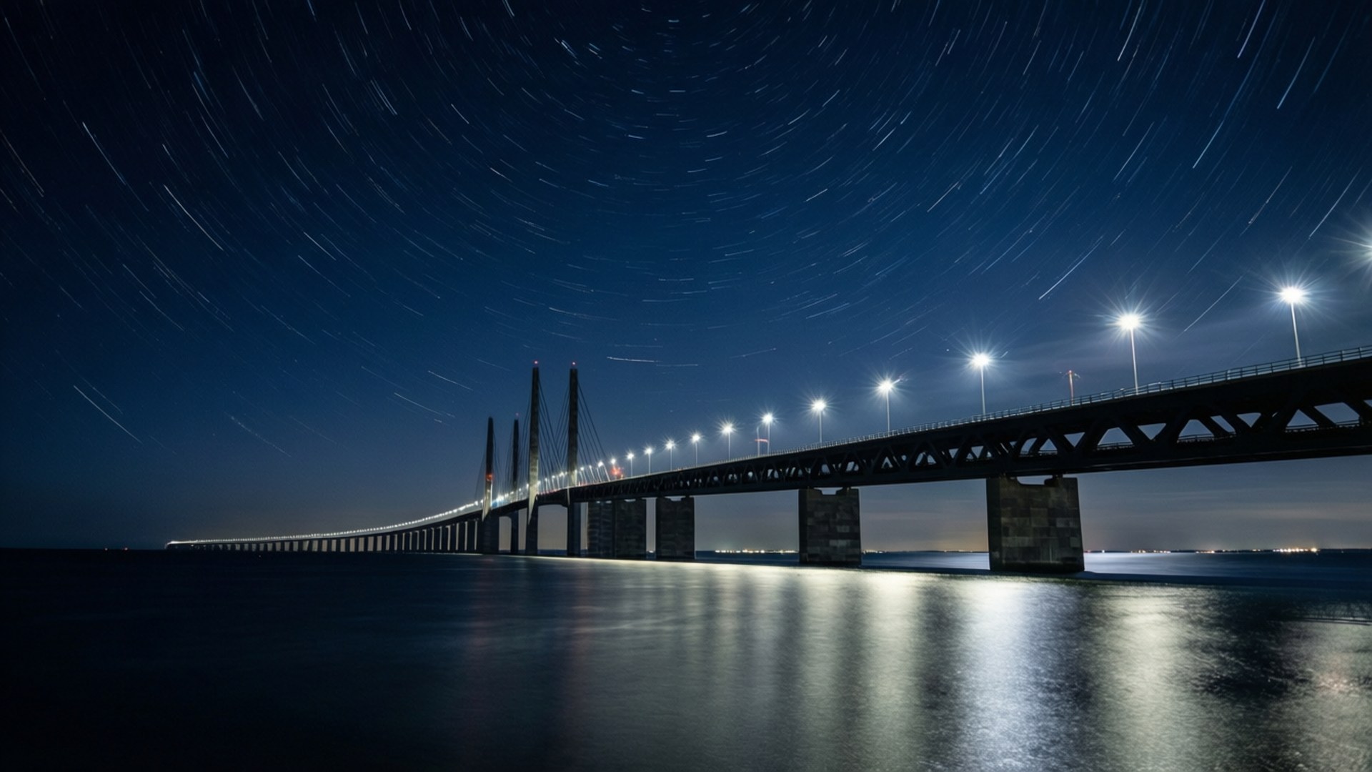 Starry Night Bridge by Wallpapers.art Studio