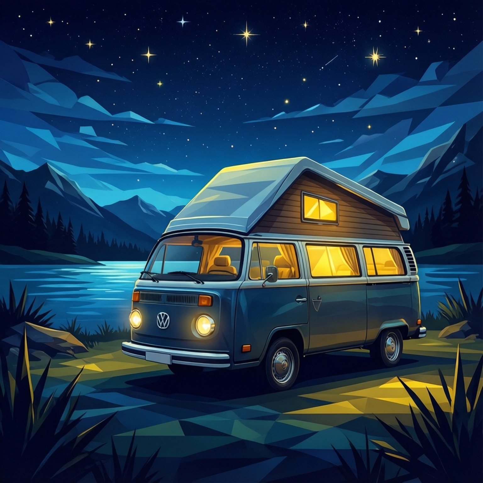 Starry Night Camper Van by Wallpapers.art Studio