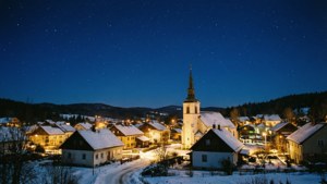 Starry Night Snowy Town