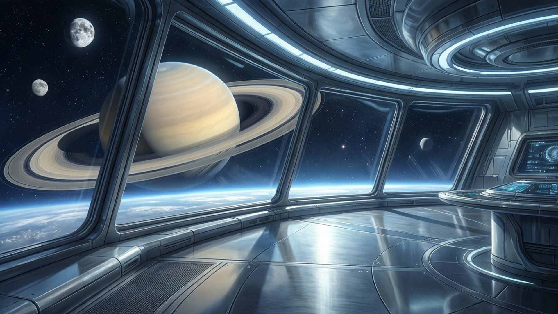 Station View with Rings by Wallpapers.art Studio