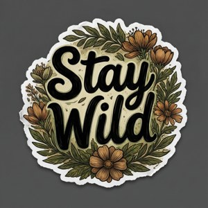 Stay Wild Floral Quote Sticker