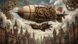 Steampunk Airship Collage
