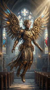 Steampunk Angel in Cathedral