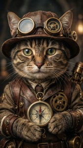 Steampunk Explorer Cat