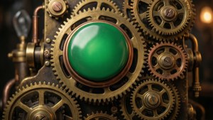 Steampunk Green Button Gear