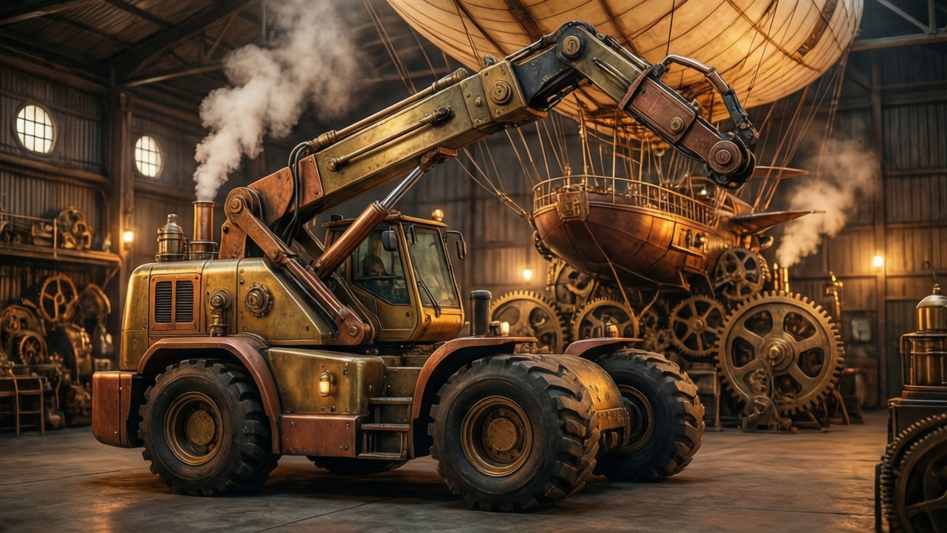 Steampunk Hangar by Wallpapers.art Studio