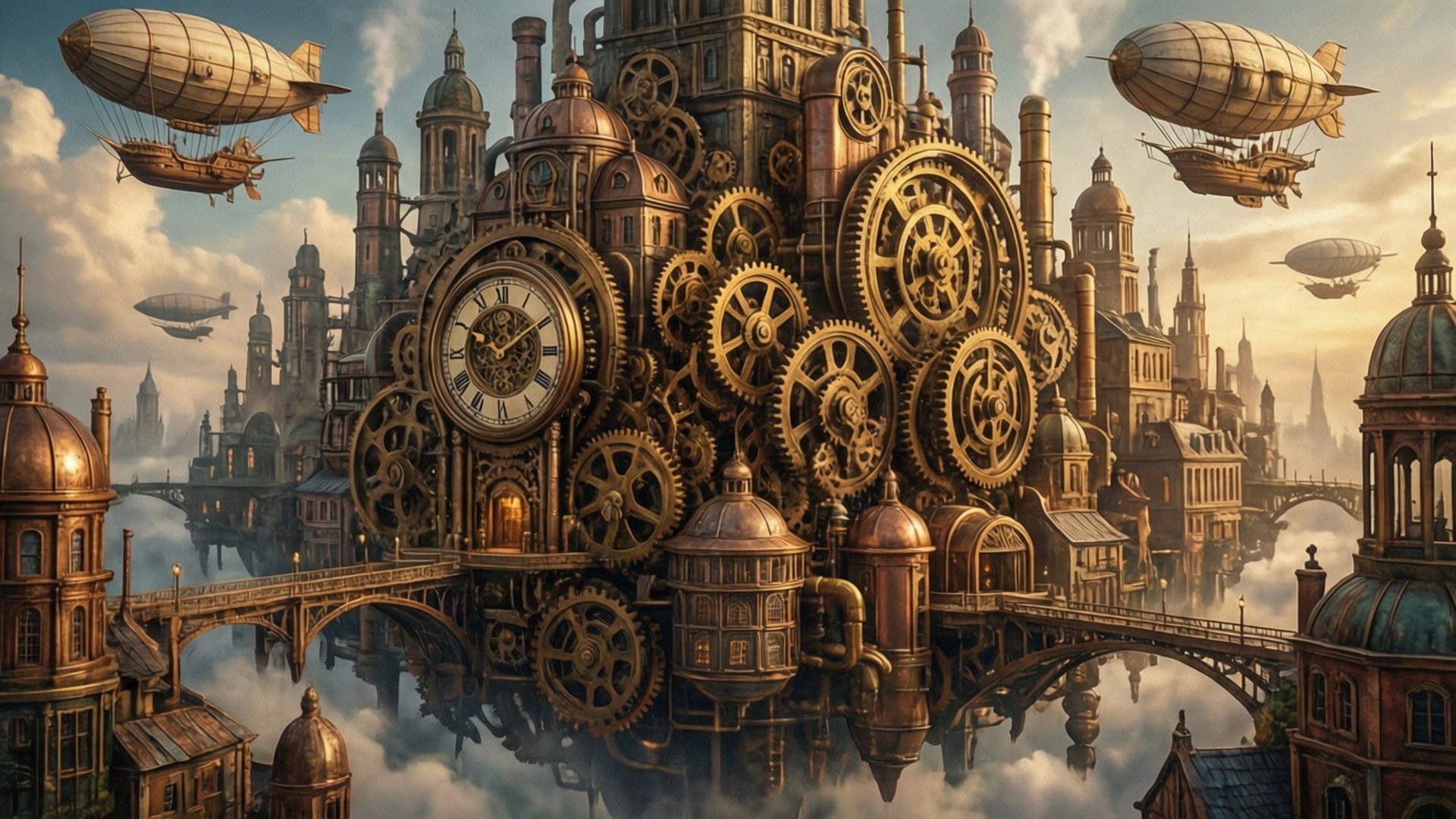 Steampunk Sky City by Wallpapers.art Studio